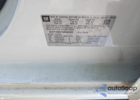 2016 GMC Sierra 1500 Slt from USA, damaged, VIN 3GTP1NEC7GG340490